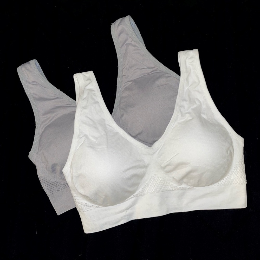 Women’s Large Athletic Sports Bra 2pc Set White and Grey